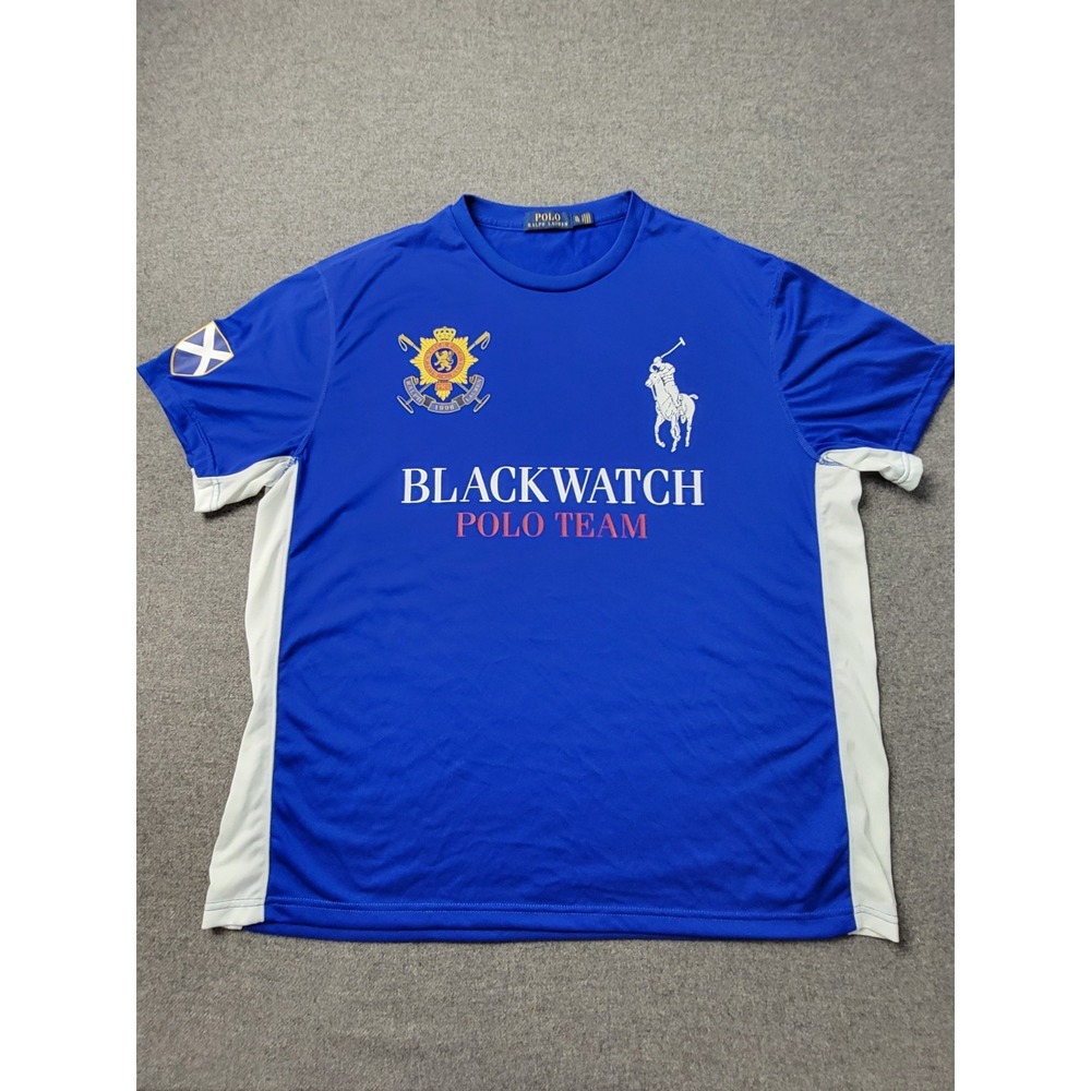 Polo Ralph‎ Lauren Blackwatch Polo Team T-Shirt Mens XL Blue Crew Neck Pullover